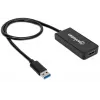 Manhattan USB-A do HDMI adapter kablowya, 60 cm, Męski na Żeński, 5 Gb/s (USB 3.2 Gen1 znany jako USB 3.0), 2560x1440 @ 32-bitowy kolor, Full HD wideo 1080p@16:9, Czarny, Blister