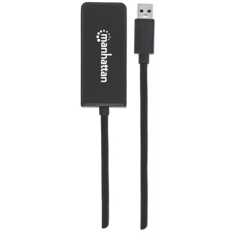 Manhattan USB-A do HDMI adapter kablowya, 60 cm, Męski na Żeński, 5 Gb/s (USB 3.2 Gen1 znany jako USB 3.0), 2560x1440 @ 32-bitowy kolor, Full HD wideo 1080p@16:9, Czarny, Blister