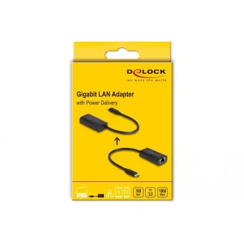 DeLOCK 61026 adapter zmiany płci kabla USB-C na RJ45 Czarny