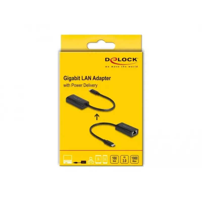DeLOCK 61026 adapter zmiany płci kabla USB-C na RJ45 Czarny