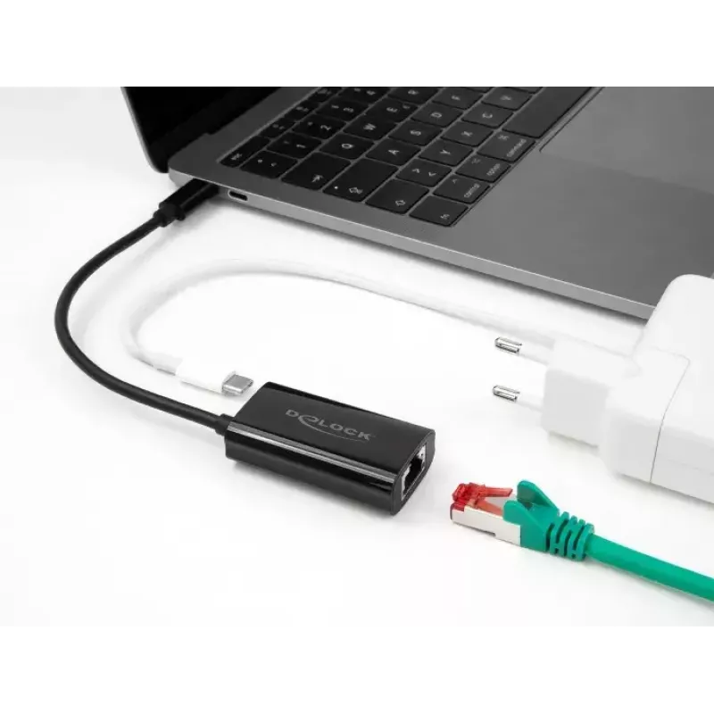 DeLOCK 61026 adapter zmiany płci kabla USB-C na RJ45 Czarny