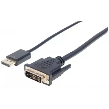 Kabel Manhattan DisplayPort 1.2a na DVI-D 24+1, 1080p@60Hz, 3 m, męski na męski, pasywny, kompatybilny z DVD-D, czarny, trzyletnia gwarancja, odpowiednik DP2DVIMM10.