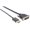 Kabel Manhattan DisplayPort 1.2a na DVI-D 24+1, 1080p@60Hz, 3 m, męski na męski, pasywny, kompatybilny z DVD-D, czarny, trzyletnia gwarancja, odpowiednik DP2DVIMM10.