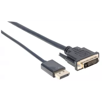 Kabel Manhattan DisplayPort 1.2a na DVI-D 24+1, 1080p@60Hz, 3 m, męski na męski, pasywny, kompatybilny z DVD-D, czarny, trzyletnia gwarancja, odpowiednik DP2DVIMM10.