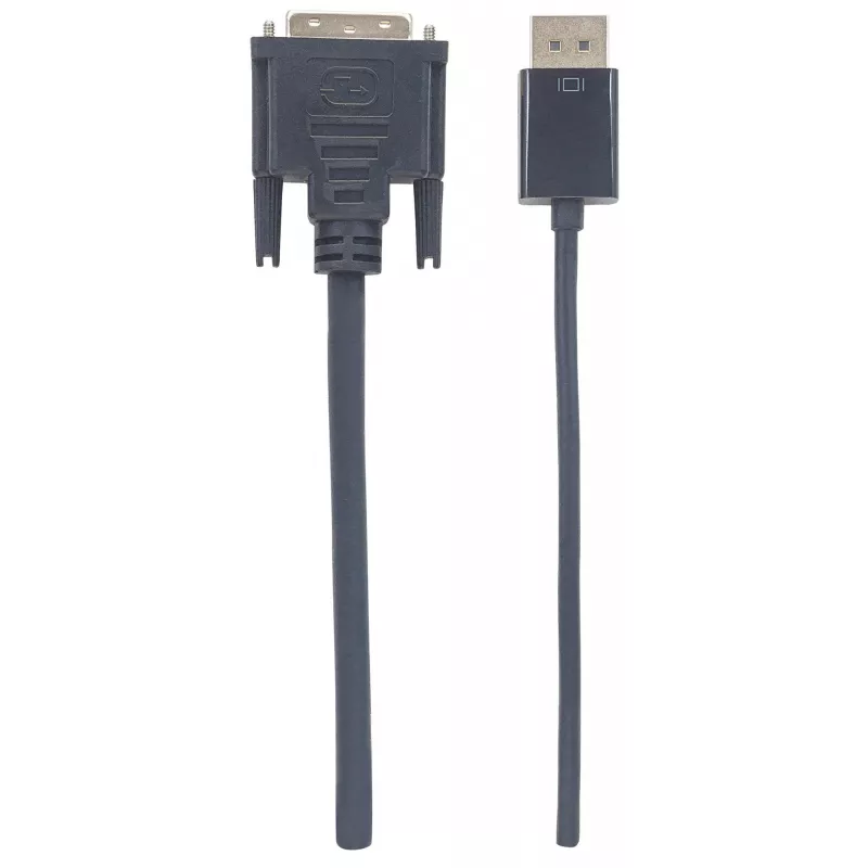 Kabel Manhattan DisplayPort 1.2a na DVI-D 24+1, 1080p@60Hz, 3 m, męski na męski, pasywny, kompatybilny z DVD-D, czarny, trzyletnia gwarancja, odpowiednik DP2DVIMM10.