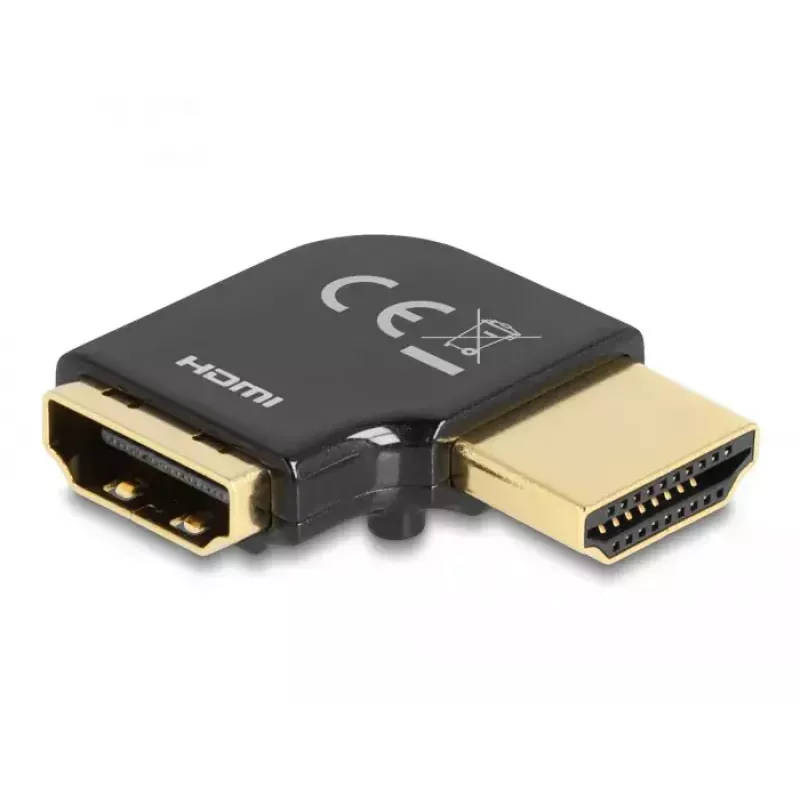Adapter DeLOCK HDMI męski na żeński 90° lewy kątowy 8K 60 Hz metal