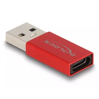 DeLOCK Adapter USB: USB typu A męski na USB typu C żeński, czerwony, 10 Gb/s