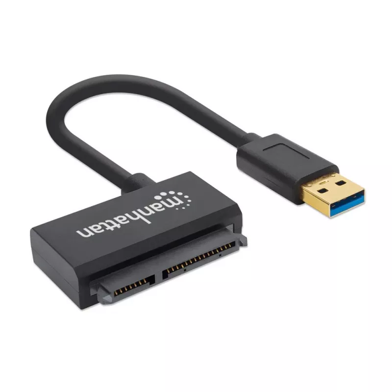 adapter kablowy Manhattan USB-A na SATA 2.5 cala, 42 cm, męski na męski, 5 Gb/s (USB 3.2 Gen1 czyli USB 3.0), obsługa 48-bitowego LBA, SuperSpeed USB, trzyletnia gwarancja