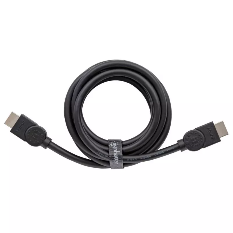Kabel Manhattan HDMI 8K@60Hz z Ethernetem, 2m, Certyfikowany, Odpowiedni do zastosowań 8K, 4K i 1080p/HD – przy modernizacji teraz lub gotowy na przyszłość, Wtyk męski – wtyk męski, Czarny, 4K@120Hz, Dożywotnia gwarancja, Ultra High Speed
