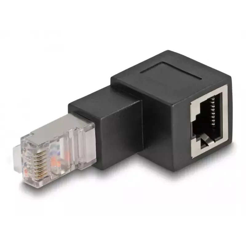 DeLOCK Adapter RJ45 wtyk do gniazda RJ45 Kat.6A 90° w dół kątowy
