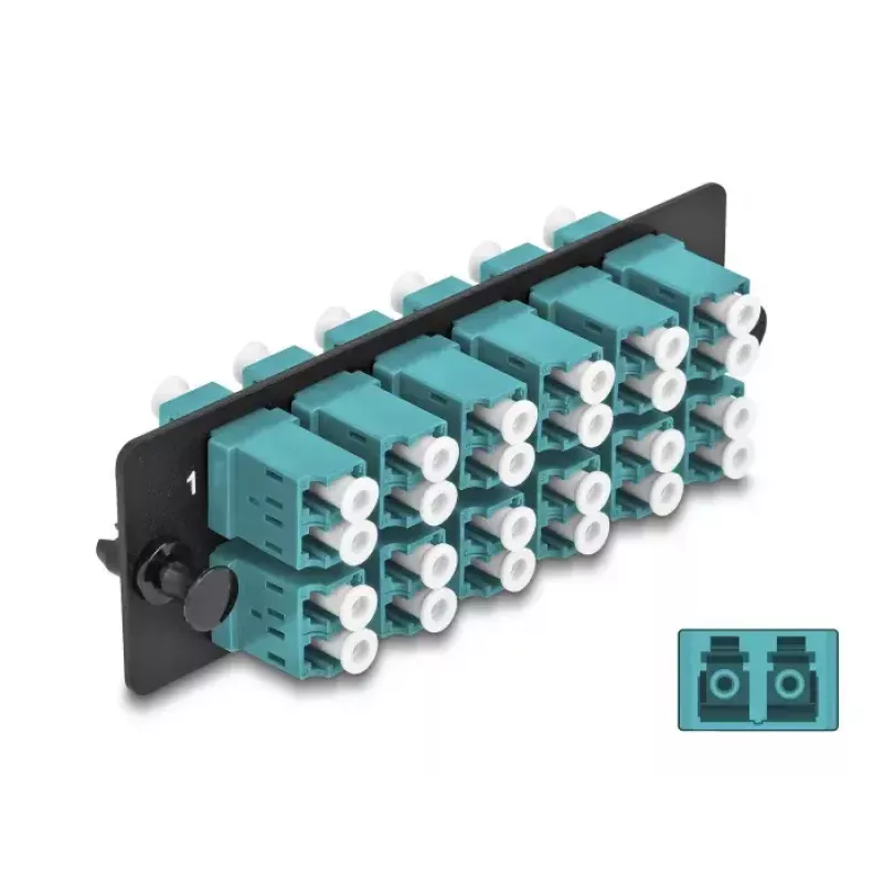 DeLOCK Panel adaptera światłowodowego LC Duplex OM4 12 portów Aqua
