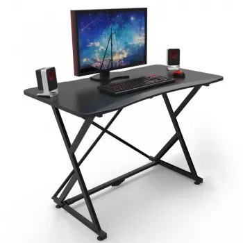 Biurko gamingowe Techly do PC z kątowym ergonomicznym rantem, czarne