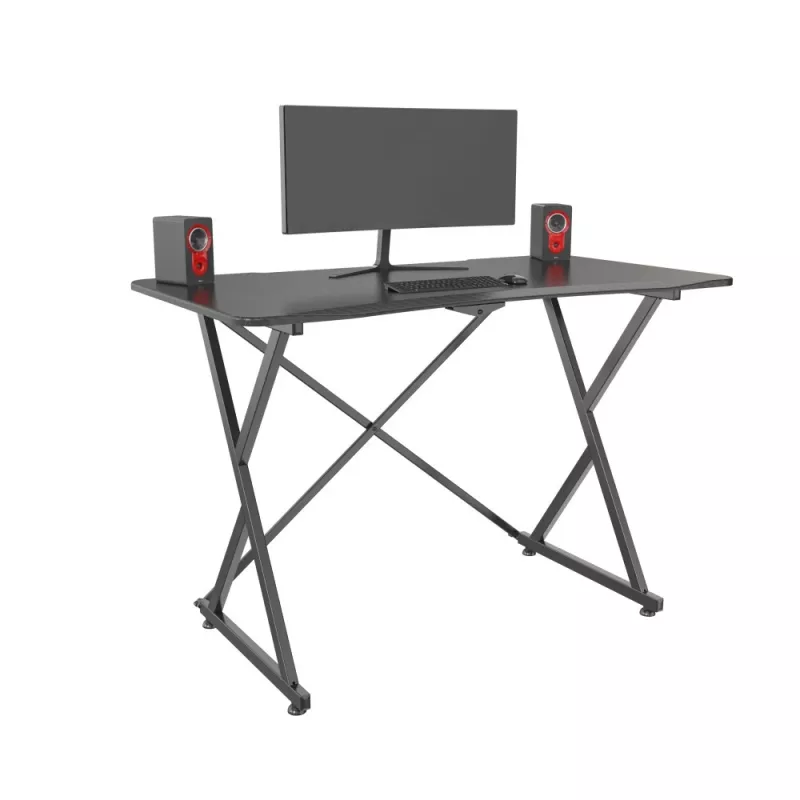 Biurko gamingowe Techly do PC z kątowym ergonomicznym rantem, czarne