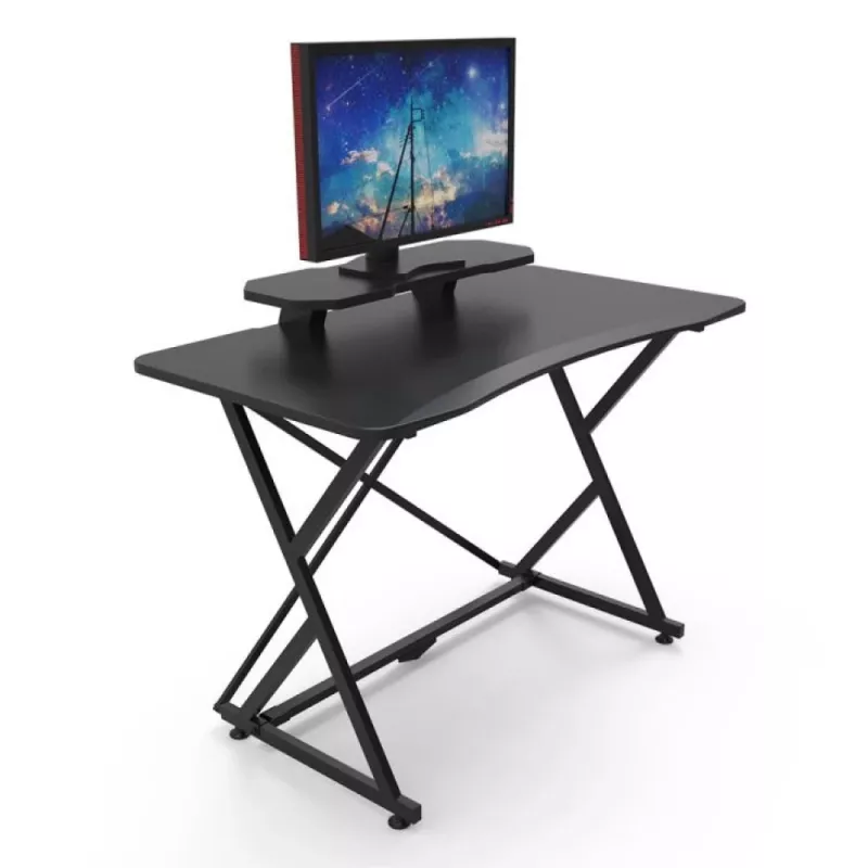 Biurko gamingowe Techly do PC z kątowym ergonomicznym rantem, czarne