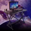 Biurko gamingowe Techly do PC z kątowym ergonomicznym rantem, czarne