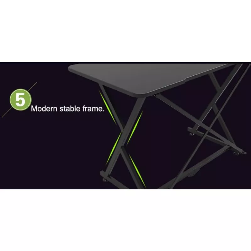 Biurko gamingowe Techly do PC z kątowym ergonomicznym rantem, czarne
