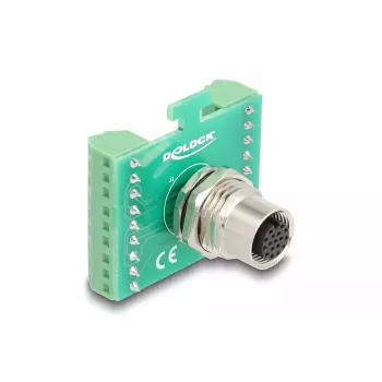 DeLOCK M12 Adapter modułu transferowego, 17-pinowe gniazdo z kodowaniem A na 18-pinowy blok zacisków