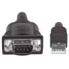 Manhattan USB-A do Serial Converter kabel, 45cm, Męski do Męskiego, Serial/RS232/COM/DB9, Prolific PL-2303HXD Chip, Czarny/Srebrny kabel, Trzyletnia Gwarancja