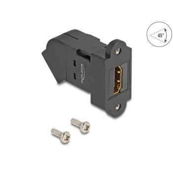 Adapter do montażu panelowego DeLOCK HDMI żeński na HDMI żeński, kątowy 45°, 8K 60 Hz, czarny