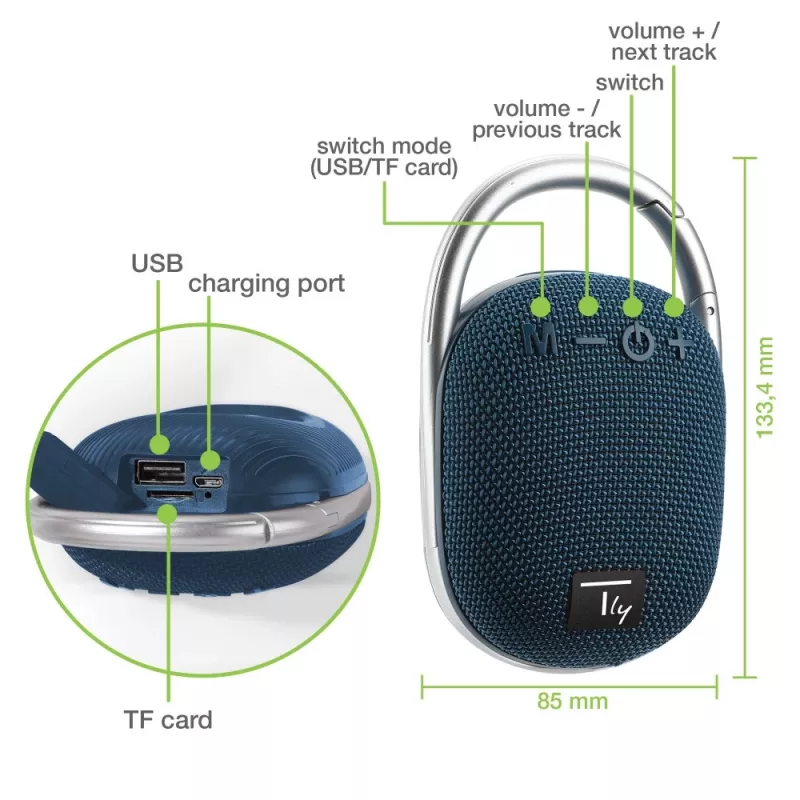 Techly ICASBL321BL głośnik przenośny/imprezowy Głośnik przenośny mono Niebieski 5 W