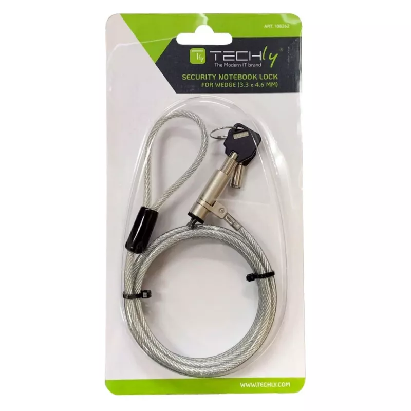 Techly Wedge-Lock system zabezpieczający linka do notebooka 1,8 m