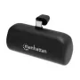 Manhattan Powerbank ze zintegrowaną wtyczką USB-C, 5000 mAh, Moc wyjściowa do 20 W, Podpórka umożliwiająca korzystanie jako uchwyt do ładowania telefonu, Czarny, Roczna gwarancja