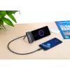 Manhattan Powerbank ze zintegrowaną wtyczką USB-C, 5000 mAh, Moc wyjściowa do 20 W, Podpórka umożliwiająca korzystanie jako uchwyt do ładowania telefonu, Czarny, Roczna gwarancja