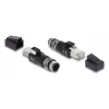 Adapter M12 D-coded 4-pin (męski) do wtyku RJ45, DELOCK 90831, pozłacane styki, czarny