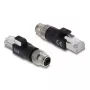 Adapter DELOCK M12 X-coded 8‑pin męski na wtyk RJ45, styki złote, czarny
