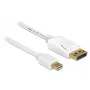 Przewód Mini DisplayPort na DisplayPort DeLOCK 83985 0,5 m biały