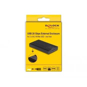 Obudowa SSD DeLOCK 42022 Zewnętrzna obudowa USB 20 Gb/s na 2 dyski SSD M.2 NVMe PCIe