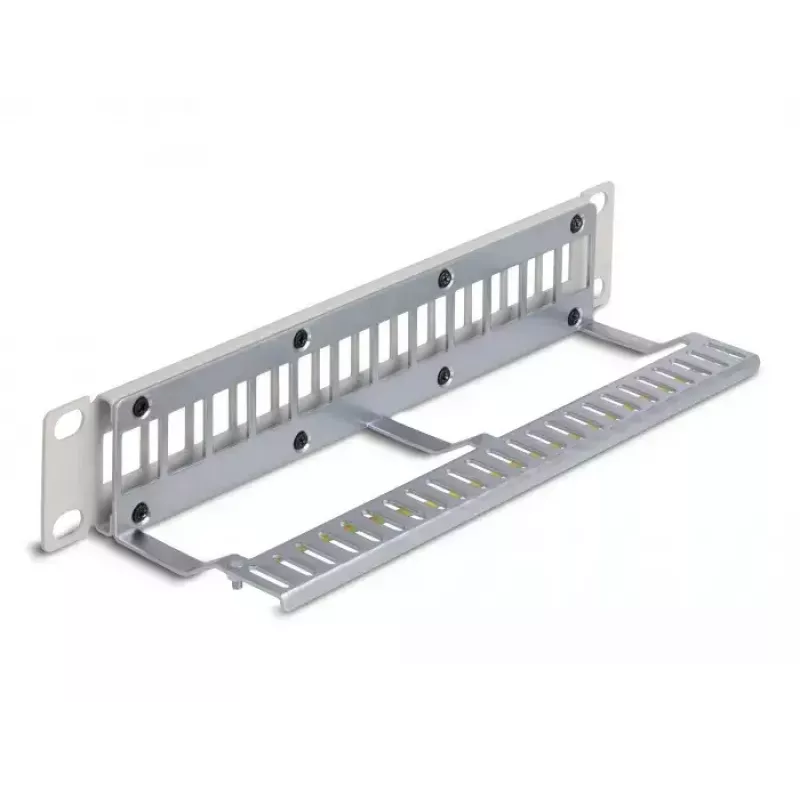 Panel krosowy Keystone DeLOCK 10 cali, 12 portów, z odciążeniem, 1U, szary
