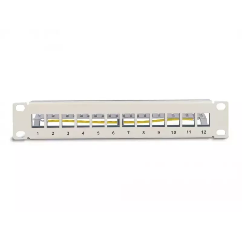 Panel krosowy Keystone DeLOCK 10 cali, 12 portów, z odciążeniem, 1U, szary