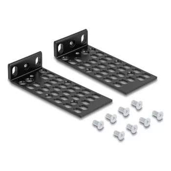 Zestaw montażowy DELOCK 67281 — metalowe akcesorium do szafy rack, czarny, uniwersalny zestaw 2-częściowy