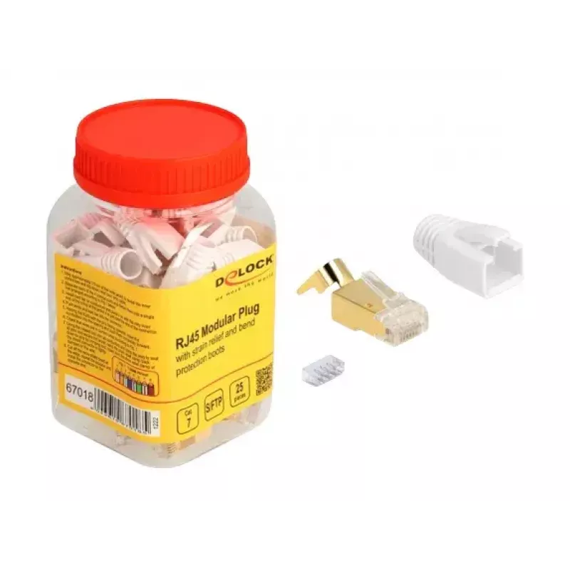 Kabel sieciowy DeLOCK RJ45 Wtyk modułowy 25 szt. zestaw Kat.7 Złoty Biały