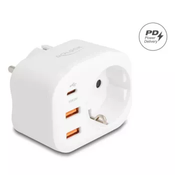 DeLOCK 11498 przejściówka zasilająca hybrydowa typu E/F typ F Biała