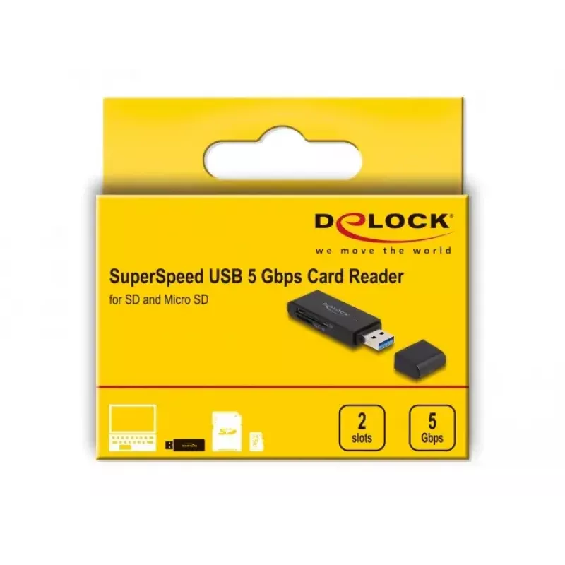 Czytnik kart DeLOCK 91002 USB Czarny MicroSD SD SDHC SDXC 5000 Mbit/s