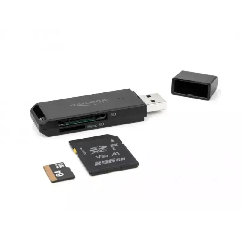 Czytnik kart DeLOCK 91002 USB Czarny MicroSD SD SDHC SDXC 5000 Mbit/s
