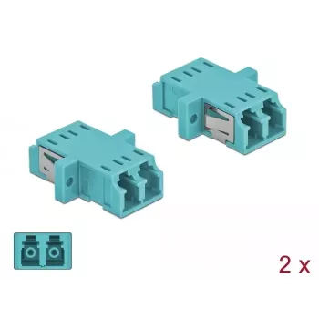 Adapter światłowodowy DELOCK LC żeński–żeński OM3 duplex (opakowanie 2 szt.)