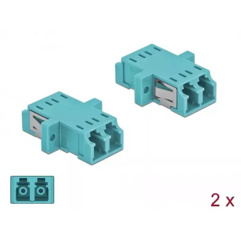 Adapter światłowodowy DELOCK LC żeński–żeński OM3 duplex (opakowanie 2 szt.)