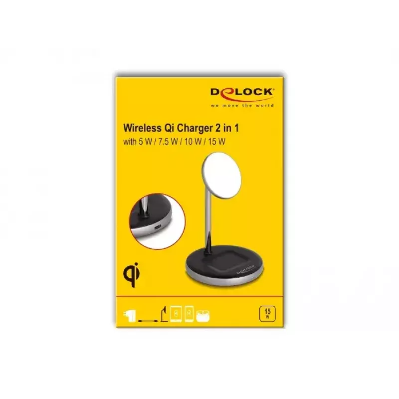 Ładowarka bezprzewodowa DeLOCK 66468 2 w 1 5 W 7,5 W 10 W 15 W