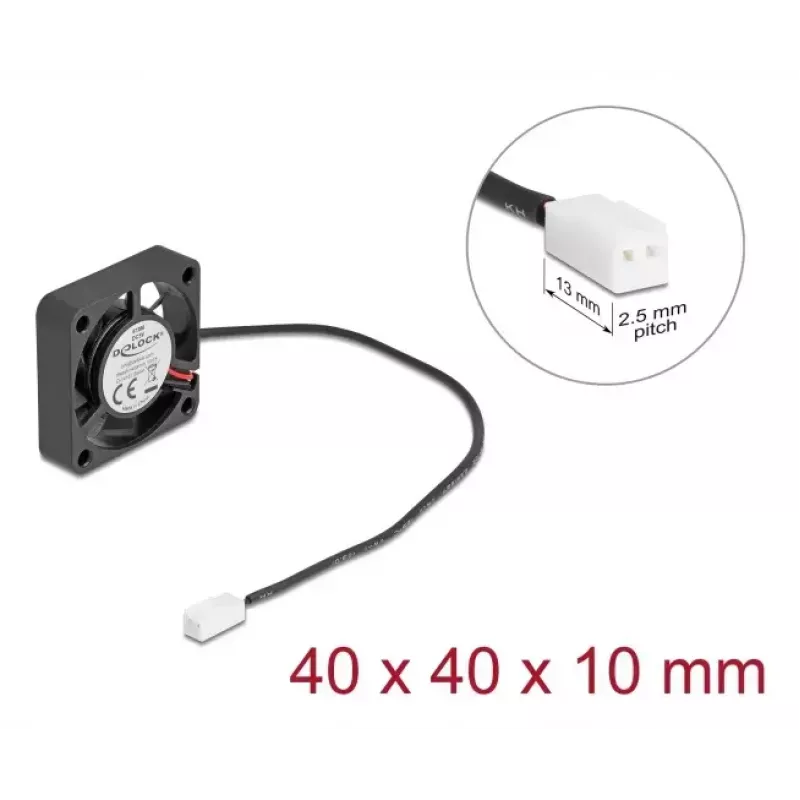 DELOCK wentylator obudowy komputerowej 4 cm (40 x 40 x 10 mm), łożysko kulkowe, 0,18 m³/h, 5 V DC, czarny