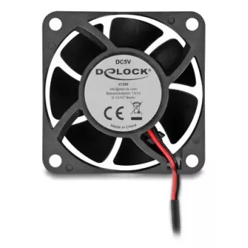 DELOCK 67289 Wentylator do obudowy komputera 6 cm, łożysko kulkowe, 0,71 m³/h, 5 V DC, czarny