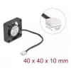 Wentylator DELOCK 67293 4 cm (40×40×10 mm) 0,18 m³/h Łożysko kulkowe 12V Czarny