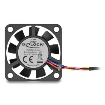 Wentylator DELOCK 67293 4 cm (40×40×10 mm) 0,18 m³/h Łożysko kulkowe 12V Czarny