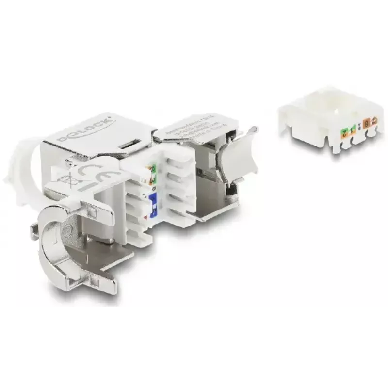 Moduł Keystone DELOCK gniazdo RJ45 na LSA Kat.8.1 ekranowane z zaciskiem blokującym i osłoną przeciwkurzową