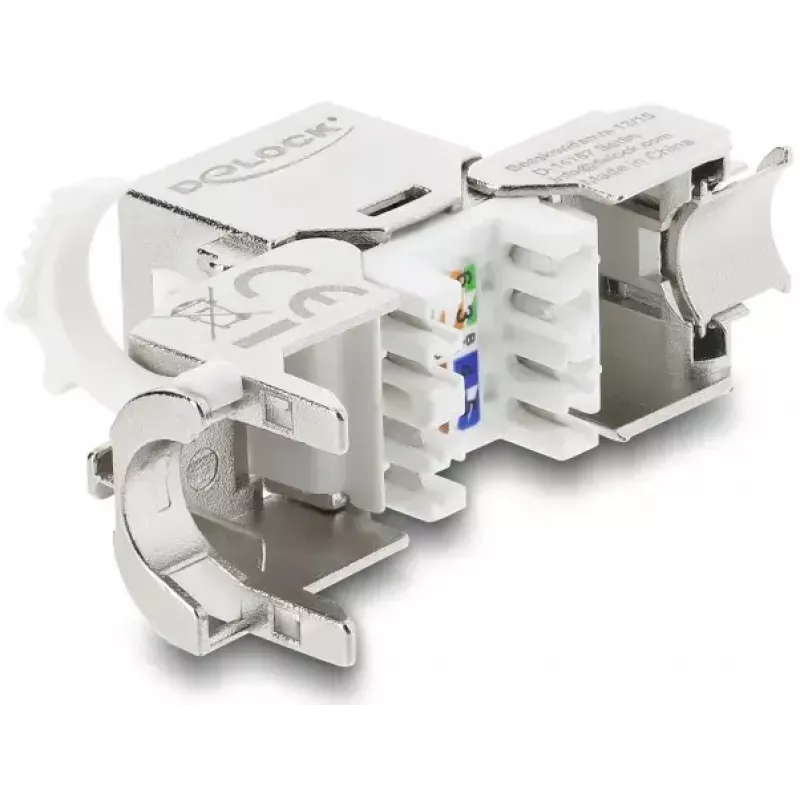 Moduł Keystone DELOCK gniazdo RJ45 na LSA Kat.8.1 ekranowane z zaciskiem blokującym i osłoną przeciwkurzową