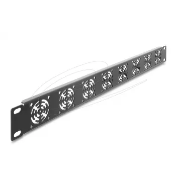 Płyta zaślepiająca DELOCK 67414 do szafy rack 19 cali 1U, metalowa, zintegrowane 8 wentylatorów 40×40 mm, ciemnoszara