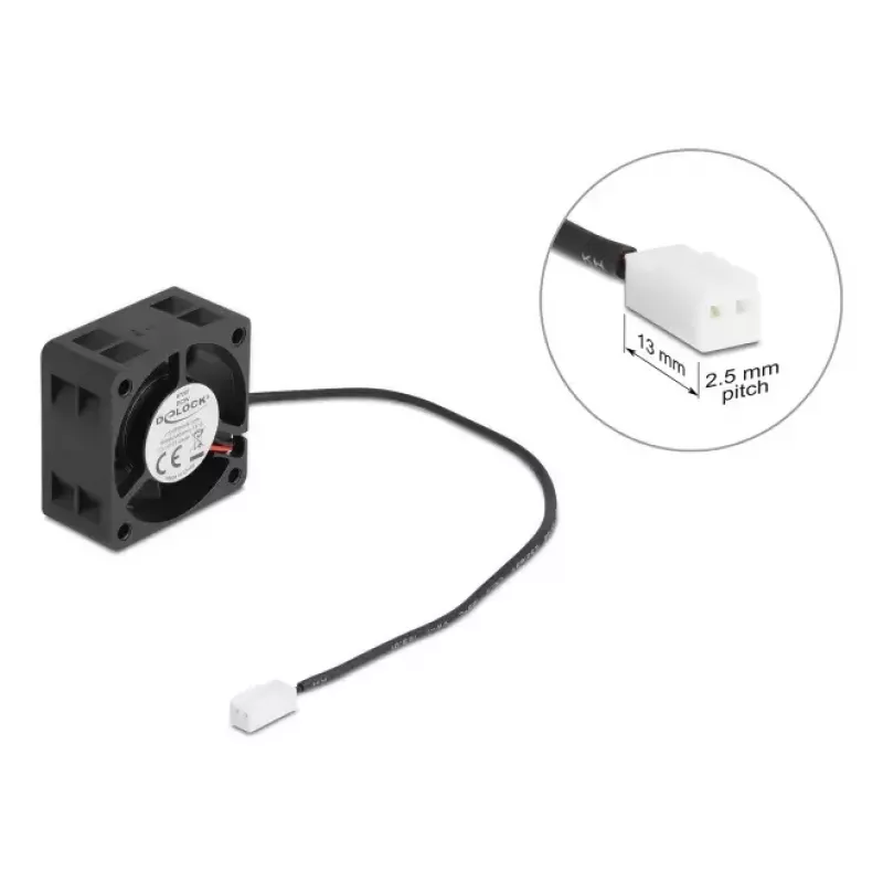 DELOCK 67287 wentylator osiowy 4 cm, 5 V DC, łożysko kulkowe, 0,19 m³/h, czarny