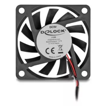 Wentylator do obudowy komputera DELOCK 67288 — 60 mm, łożysko kulkowe, 5 V, przepływ powietrza 0,38 m³/h, czarny, 1 szt.